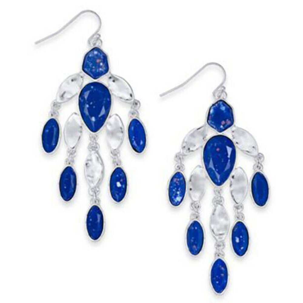 New Style & Co Blue Stone Chandelier Earrings - Picture 1 of 5